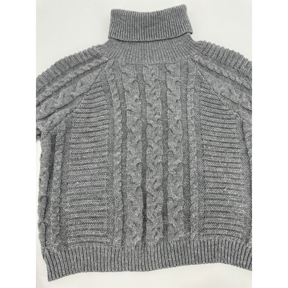 Lulus Sweater Womens XS Gray Cable Knit Turtleneck Cropped Cozy Warm Winter - Picture 3 of 12